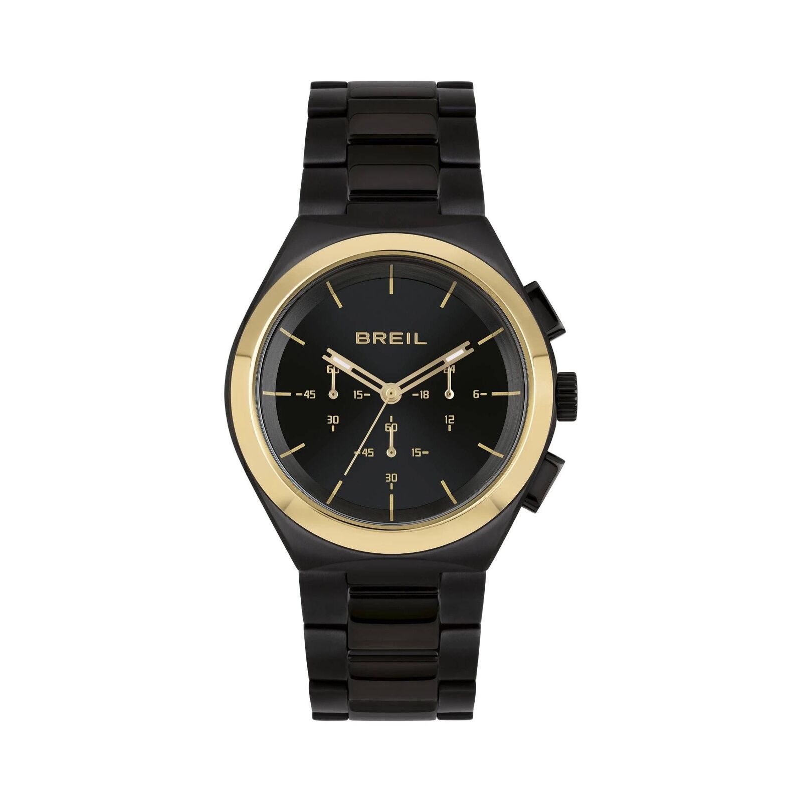 Orologio Breil Bend TW1970 Acciaio Cronografo Acciaio Nero Oro Dorato Watch Uomo