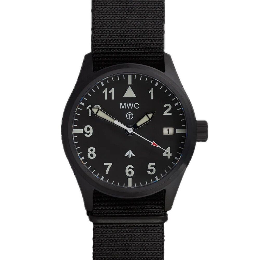 MWC Classic Automatico Acciaio PVD Nero Data Tessuto Zaffiro Orologio Uomo