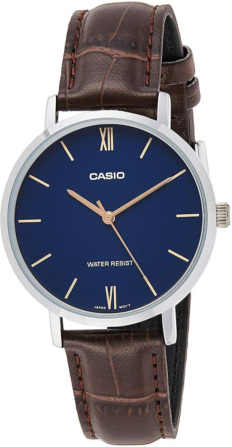 CASIO LTP-VT01L-2BUDF ENTICER OROLOGIO DONNA PELLE MARRONE BLU 35 mm SOTTOCOSTO