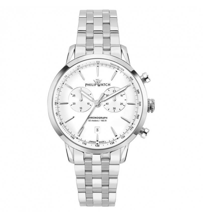 Orologio Philip Watch Sunray r8273680002 Acciaio Uomo Cronografo Bianco 41mm