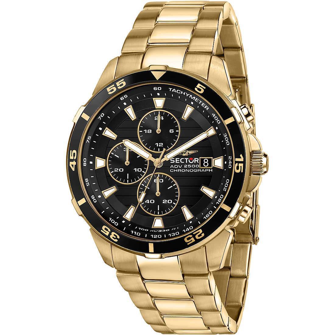 Orologio Sector ADV2500 R3273643008 Watch Uomo Cronografo Acciaio Nero Pvd Oro