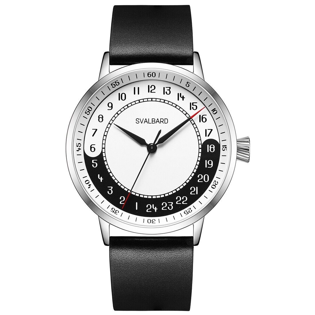 Svalbard YIN YANG AA53 Swiss Quarzo Acciaio Bianco Nero Pelle Orologio Uomo