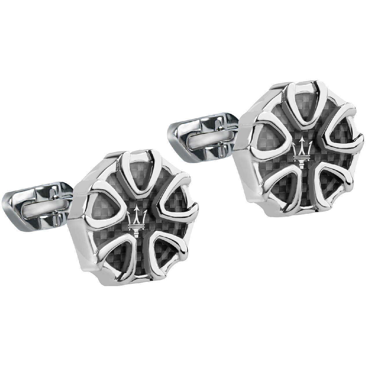 Gemelli Uomo MASERATI JM217AJF29 Acciaio Inossidabile Nero Cufflink Steel