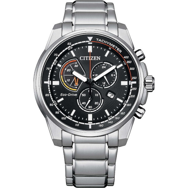 Orologio Citizen Uomo AT1190-87E Crono Active Quadrante Nero Cinturino Acciaio