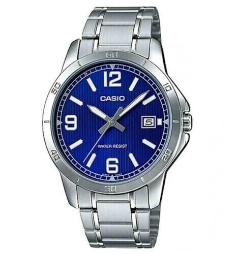 Orologio Casio Uomo Cassa e Bracciale Acciaio Blu Tempo e Datario MTP-1384D-2AV