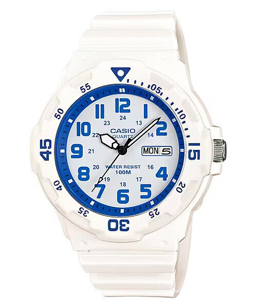 Orologio Casio Uomo Donna Sportivo Bracciale Gomma Bianco WR100 MRW-200HC-7B2VDF