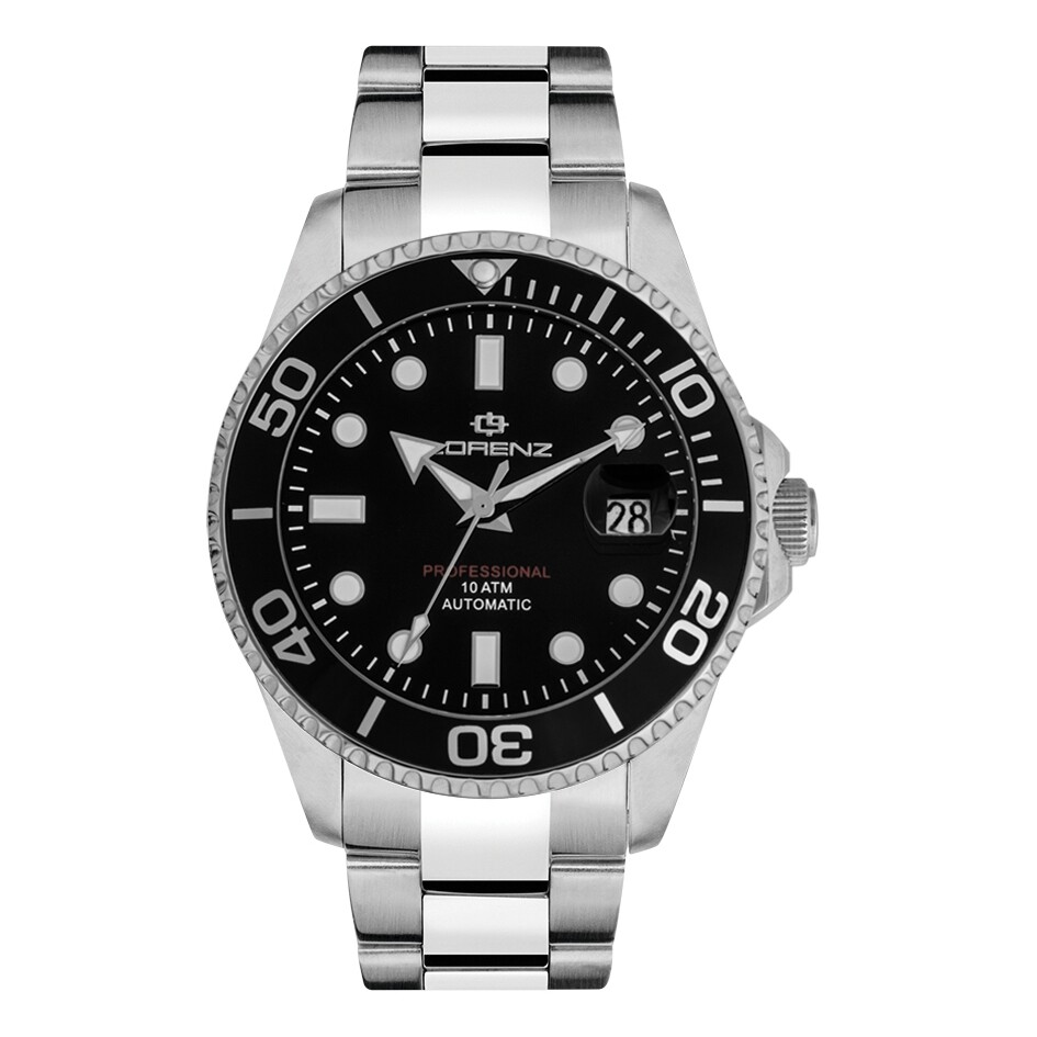 Orologio LORENZ uomo Submarine automatico datario acciaio / nero 030081AA