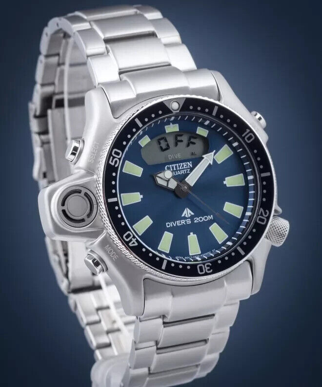 Citizen JP2000-67L Aqualand 44MM Blu Dial 200M DIVER'S SUBACQUEO Quarzo Orologio
