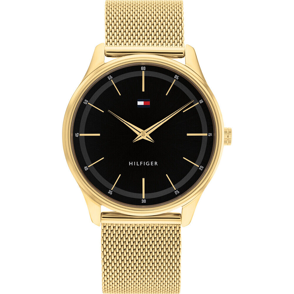 Orologio Uomo TOMMY HILFIGER ADRIAN 1710469 Bracciale Acciaio Mesh Gold Nero