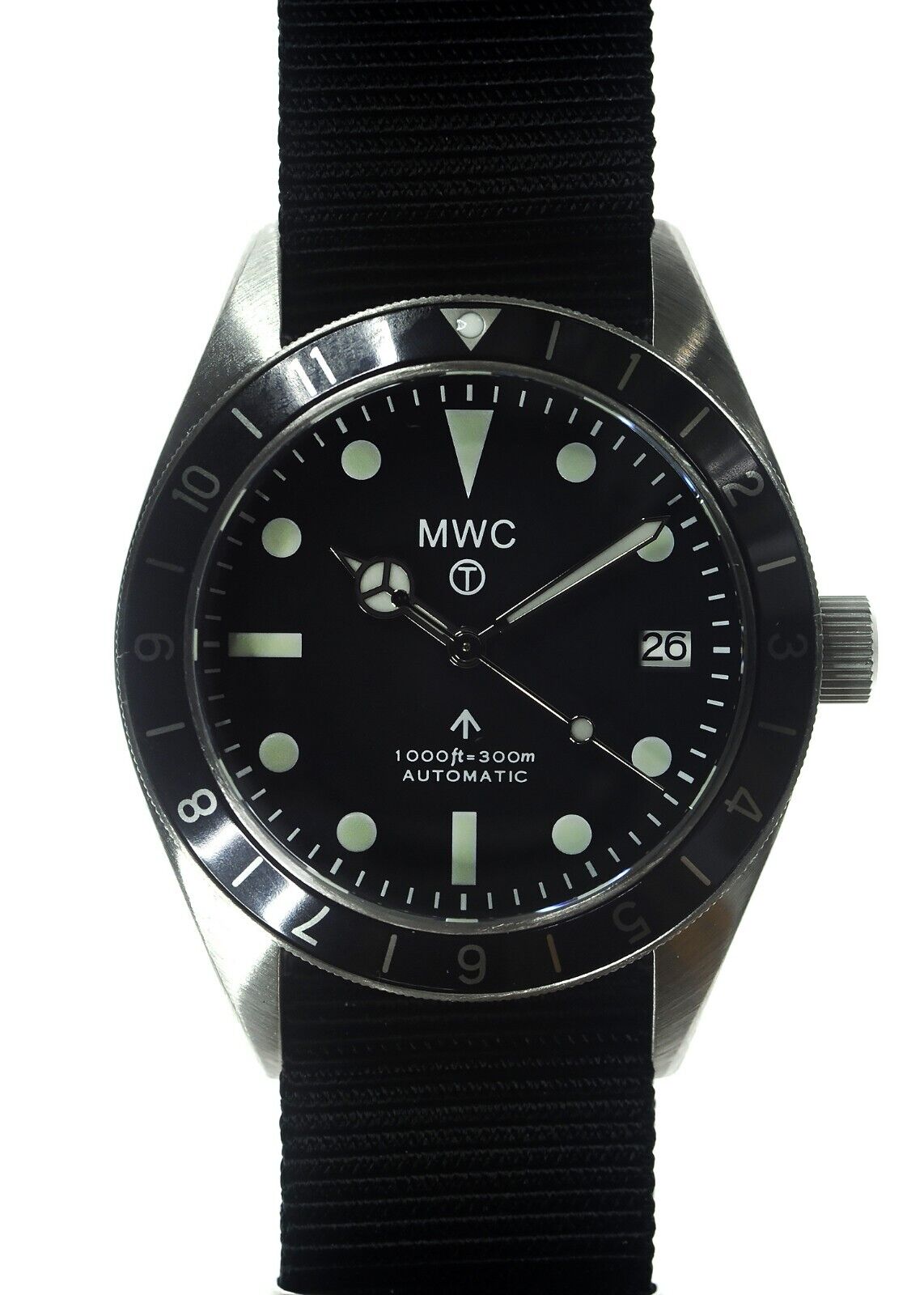 MWC Classic 1960s Pattern Automatico Acciaio Nero Grigio Data Orologio Uomo