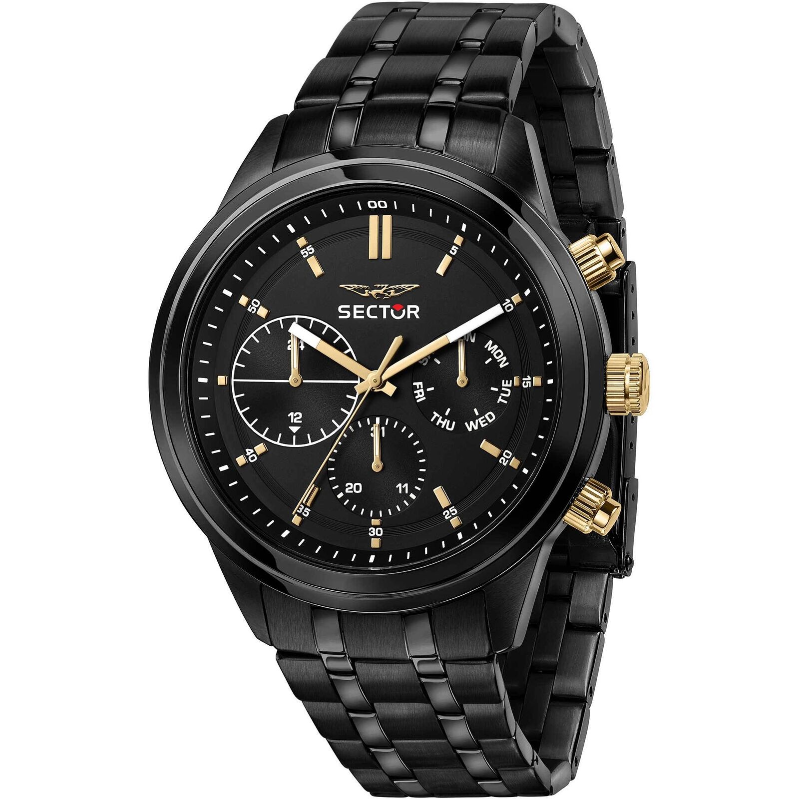 Orologio Sector 670 R3253540006 Watch Multifunzione Acciaio Nero Oro Uomo