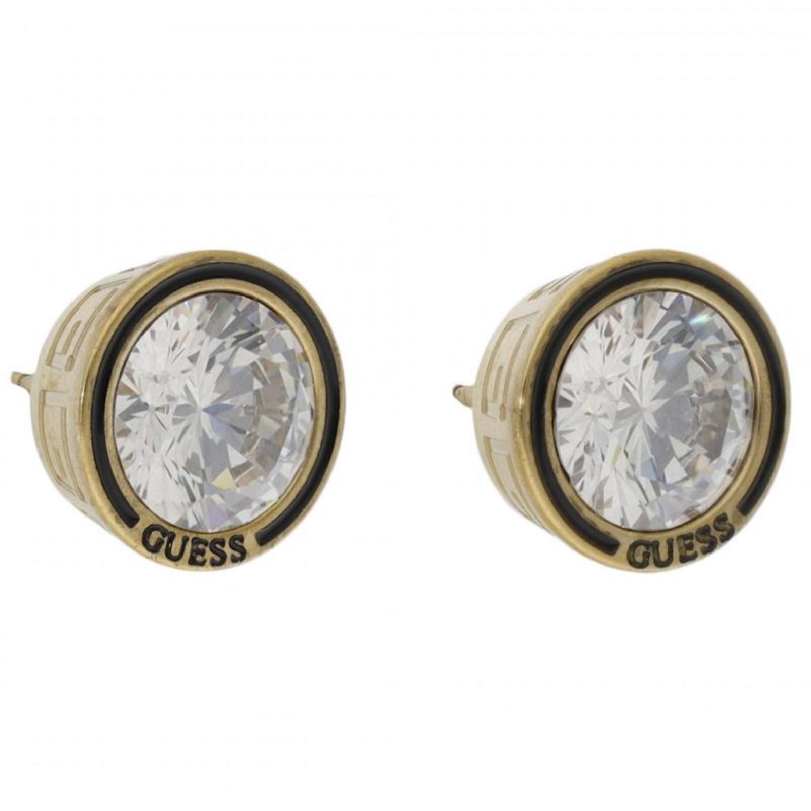 Orecchini Donna Guess JUBE01 361JW YGBK In Acciaio PVD Oro Con Zircone Centrale