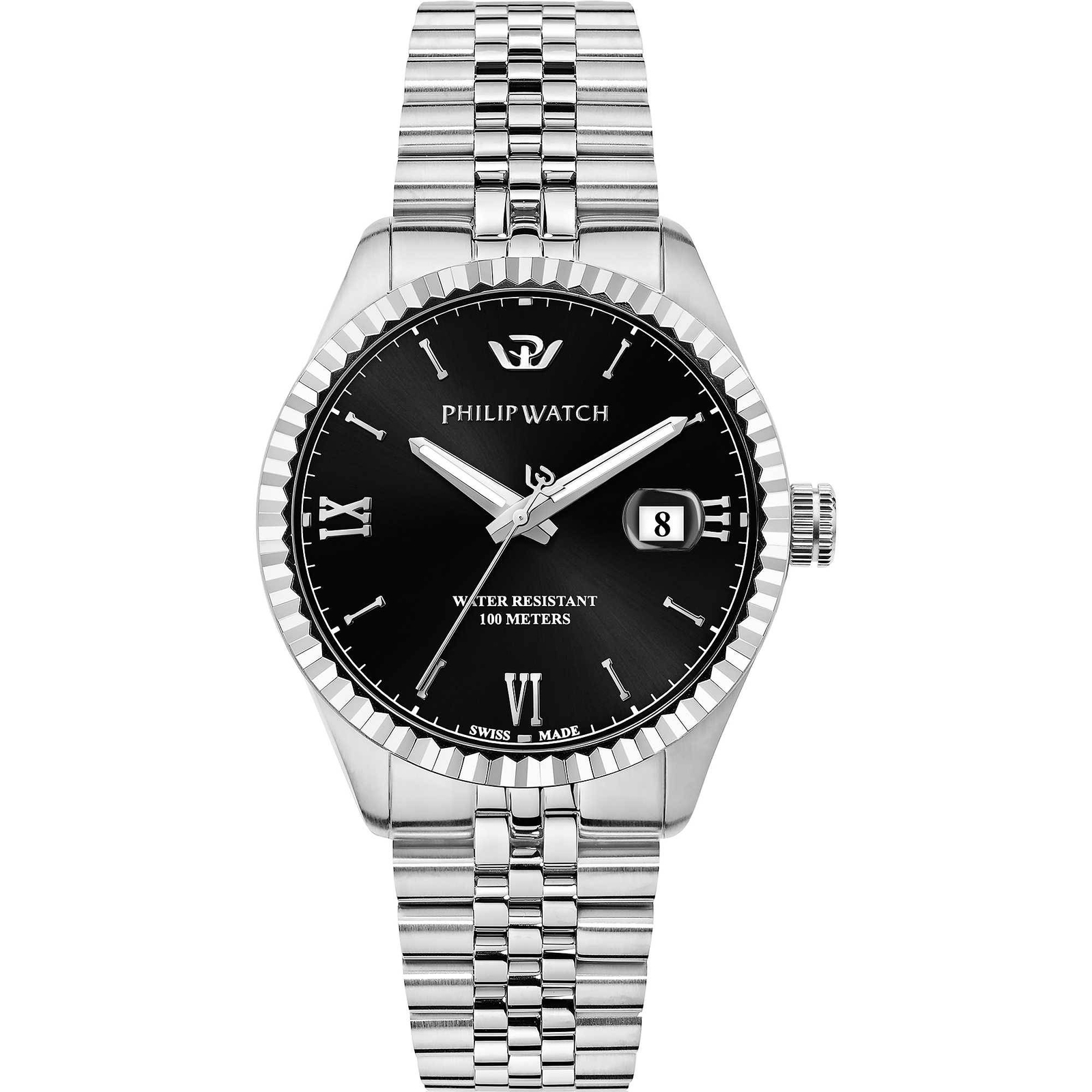 Orologio Philip Watch Caribe r8253597076 uomo Nero 41 mm Jubilee Swiss WR 100m