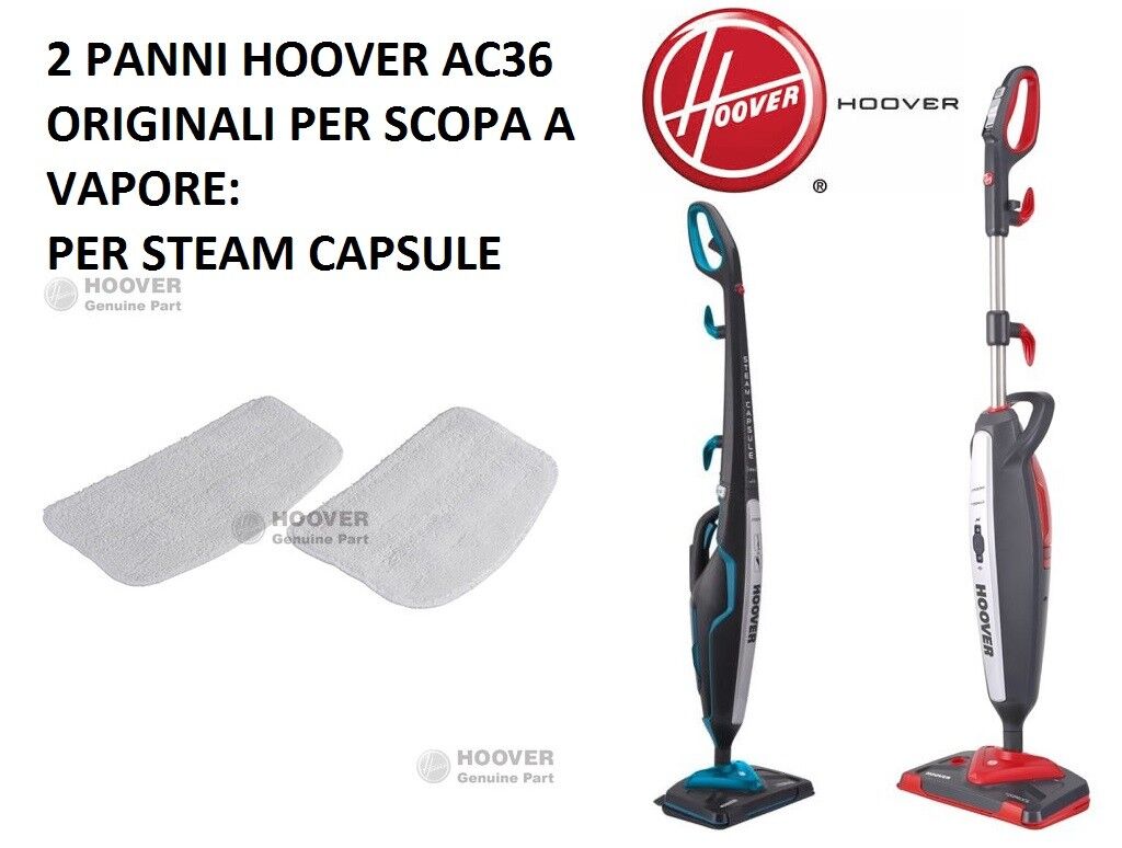 2 PANNI IN MICROFIBRA ORIGINALI HOOVER AC36 PER MODELLI STEAM CAPSULE