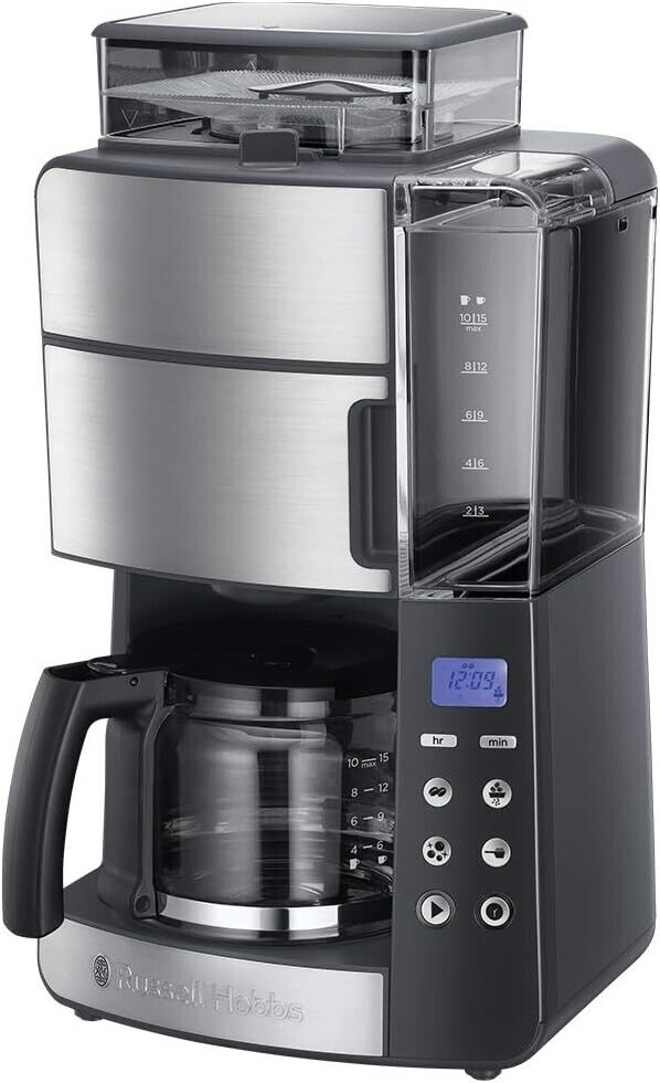 Russell Hobbs Grind and Brew Glass Carafe Macchina da caffè combi 1,25 L Chicchi