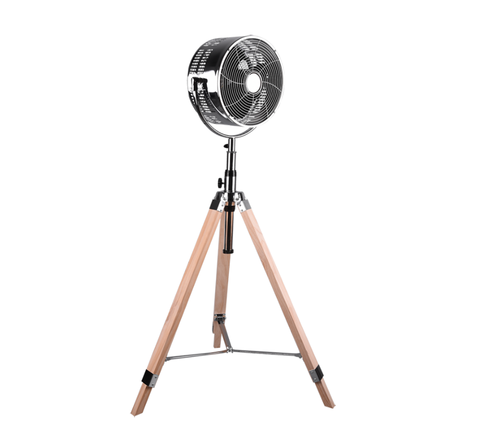 Ventilatore da Terra Pedana Cromato e Legno 3 Piedi Vintage Tromso GD Trio