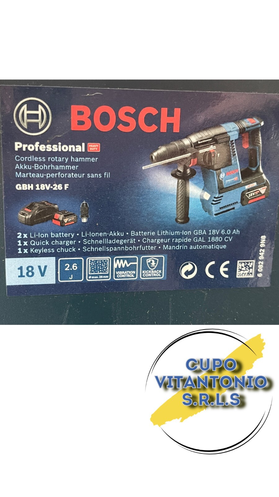 Bosch Professional 061191000F GBH 18V-26 F Martello Perforatore a Batteria, 18 V