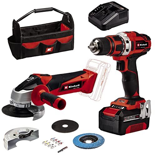 Einhell Akku-Bohrschrauber TE-CD 18/40 Li + Akku-Winkelschleifer TC-AG 18/115 Li