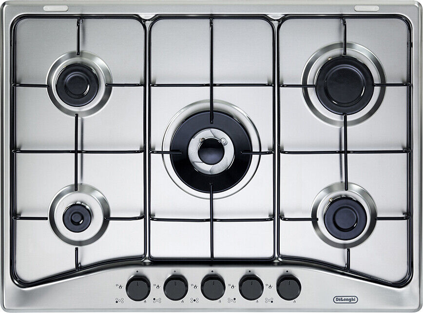 De Longhi Piano Cottura a Gas 5 Fuochi 68 Cm in Acciaio Inox FFA 57 ASV