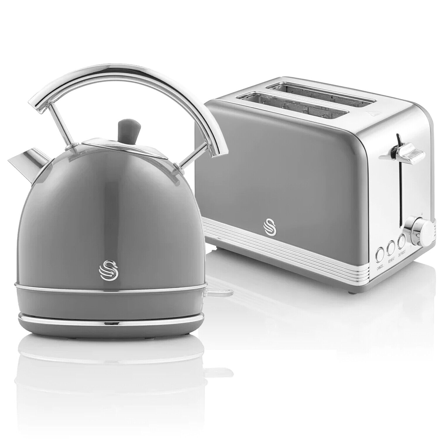 Retro Set per la Colazione, Bollitore 1,8L, Tostapane Senza fili, 2 Fette Larghe