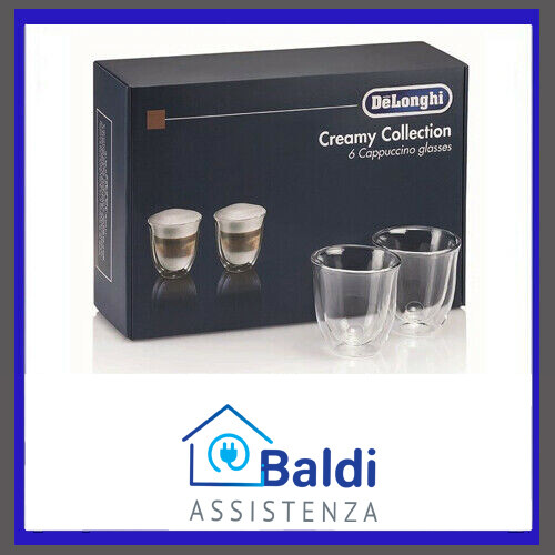 DE LONGHI SET 6 TAZZE BICCHIERI TERMICI PER CAPPUCCINO - THERMOCUP - 190 ml.