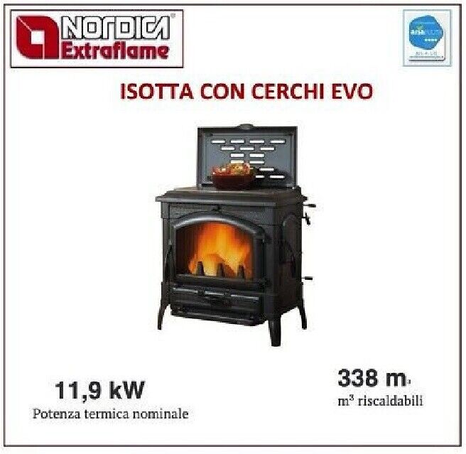LA NORDICA ISOTTA CON CERCHI EVO STUFA LEGNA POTENZA 11,9KW GHISA 7119111