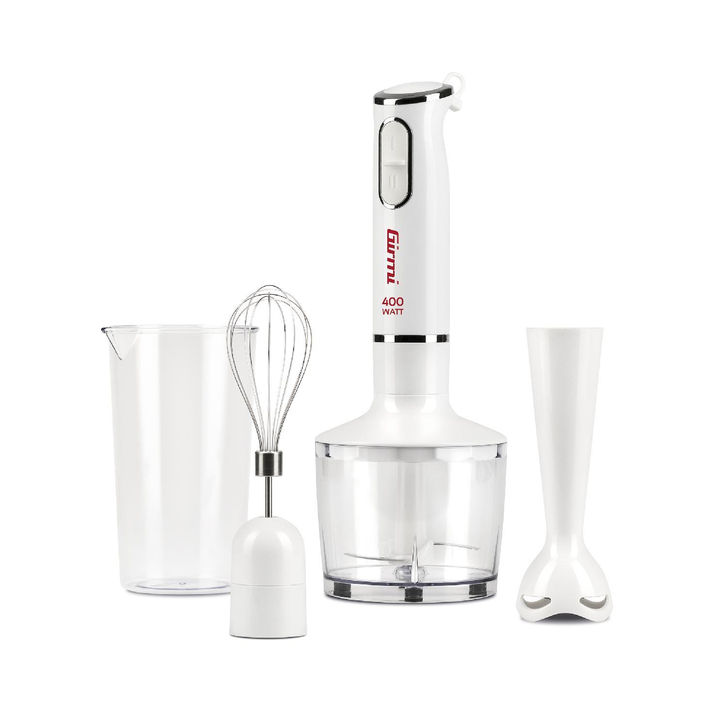 Girmi Frullatore ad Immersione 400W 3 in 1 Sbattitore e Tritatutto Bianco MX1601