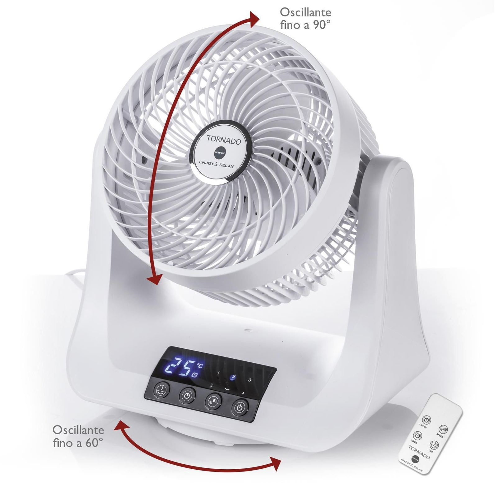 Macom Enjoy & Relax 993 Tornado Ventilatore A Doppia Oscillazione Automatica 993