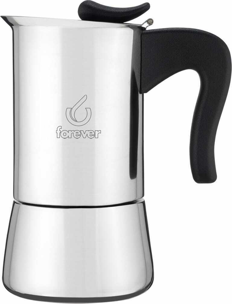 Forever - Caffettiera Moka Macchinetta Caffè Miss Splendy Acciaio Inox 6 Tazze