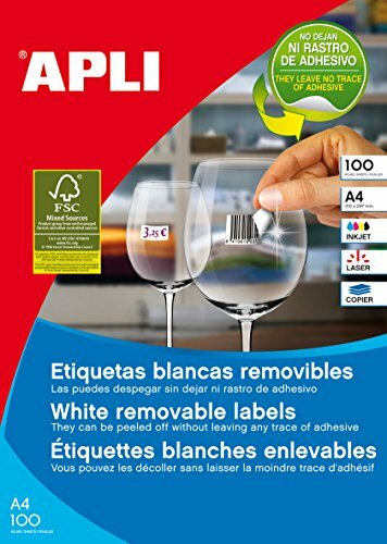 APLI 3056 – Scatola di 100 fogli Etichette bianche removibles, (T7h)