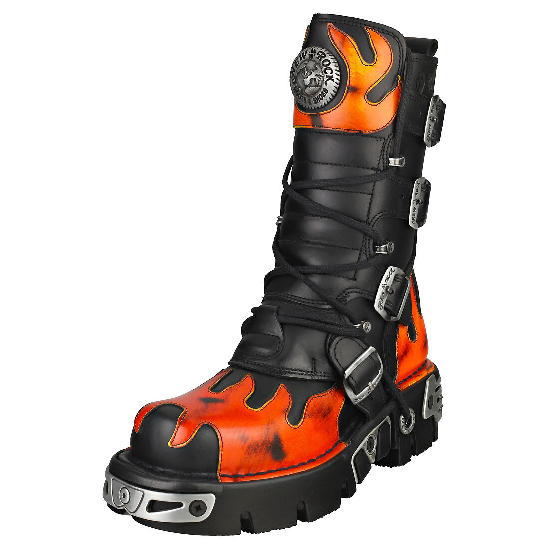 New Rock Metallic M-591-s16 Unisex Black Red Stivali Platform - 46 EU