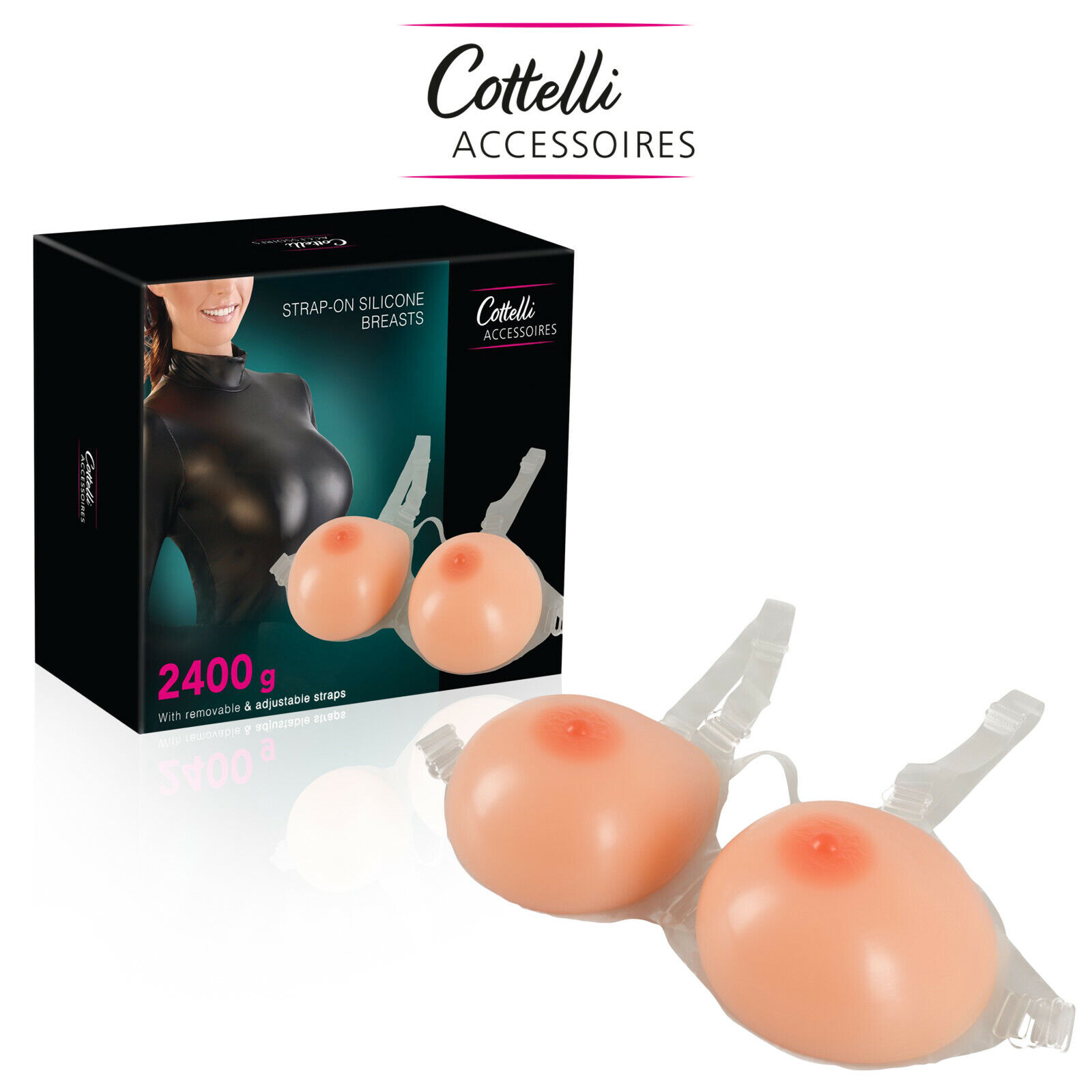 Cottelli Collection Strap-On Silicone Breasts with Straps Reggiseno Protesi Seno