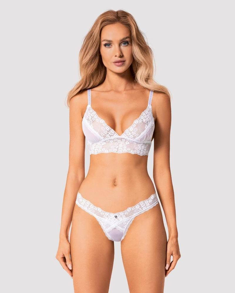 OBSESSIVE HEAVENLLY COMPLETINO LINGERIE SEXY BIANCO DONNA ELEGANTE PIZZO XS / S
