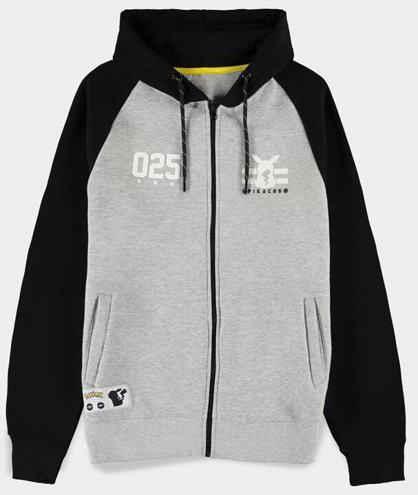 Abbigliamento Pokemon: Pika 025 Zipper Grey (Felpa Con Cappuccio Unisex Tg. M)