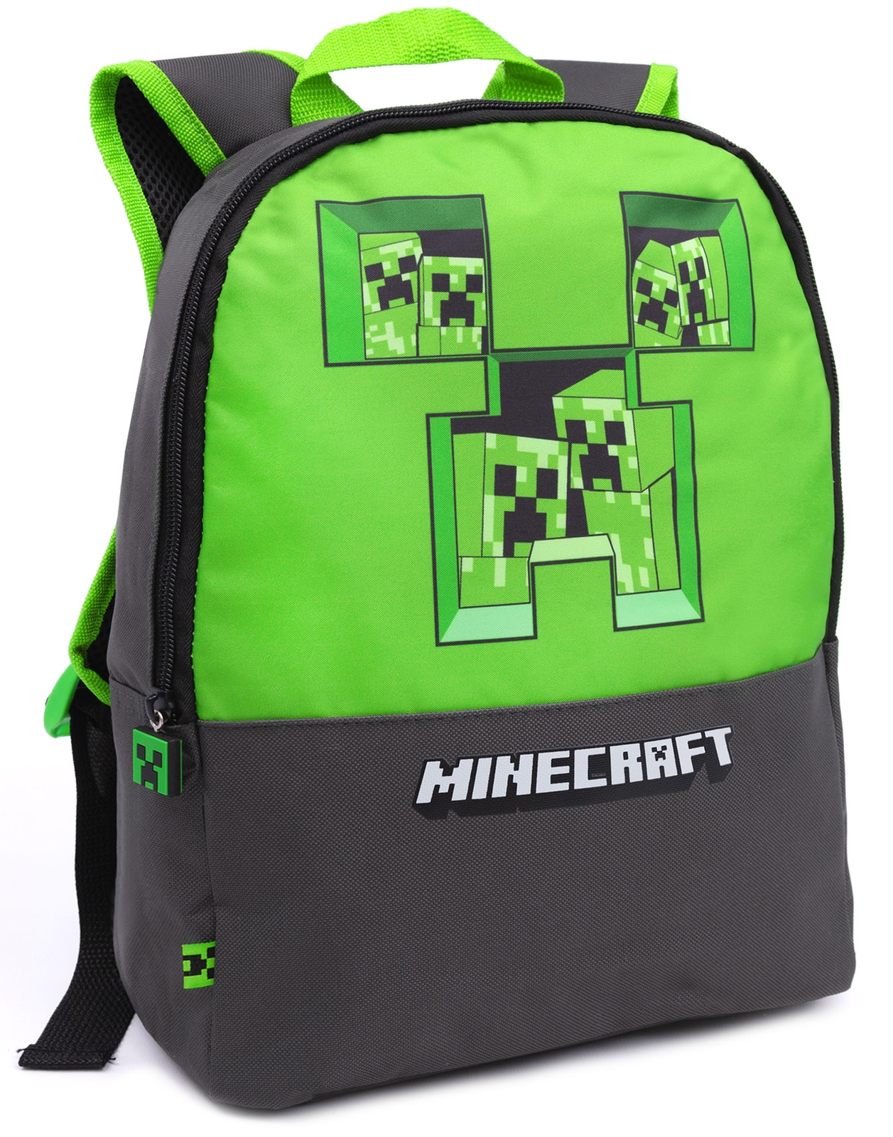 Zaino Minecraft Kids Pixel Creeper Breakthrough Grey School Bag One Size