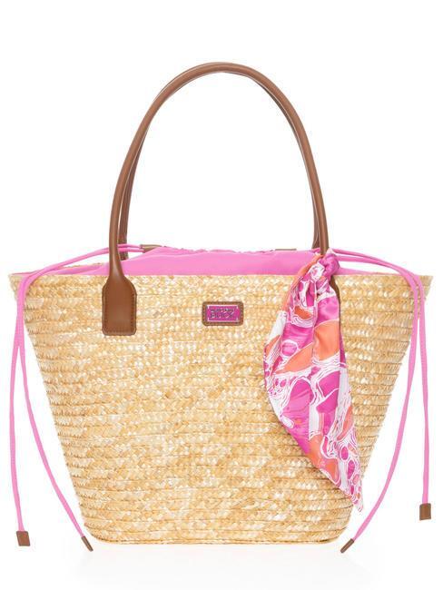 BORSA DONNA MANDARINA DUCK seashell straw bag PINK BUBBLE ND  scelta=P PINK BUBB