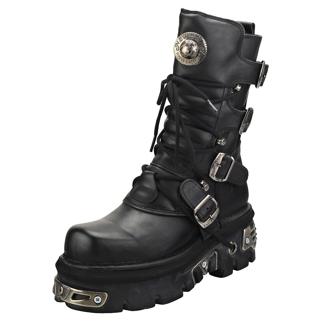 New Rock Reactor Half Boots Unisex Black Stivali Platform - 44 EU