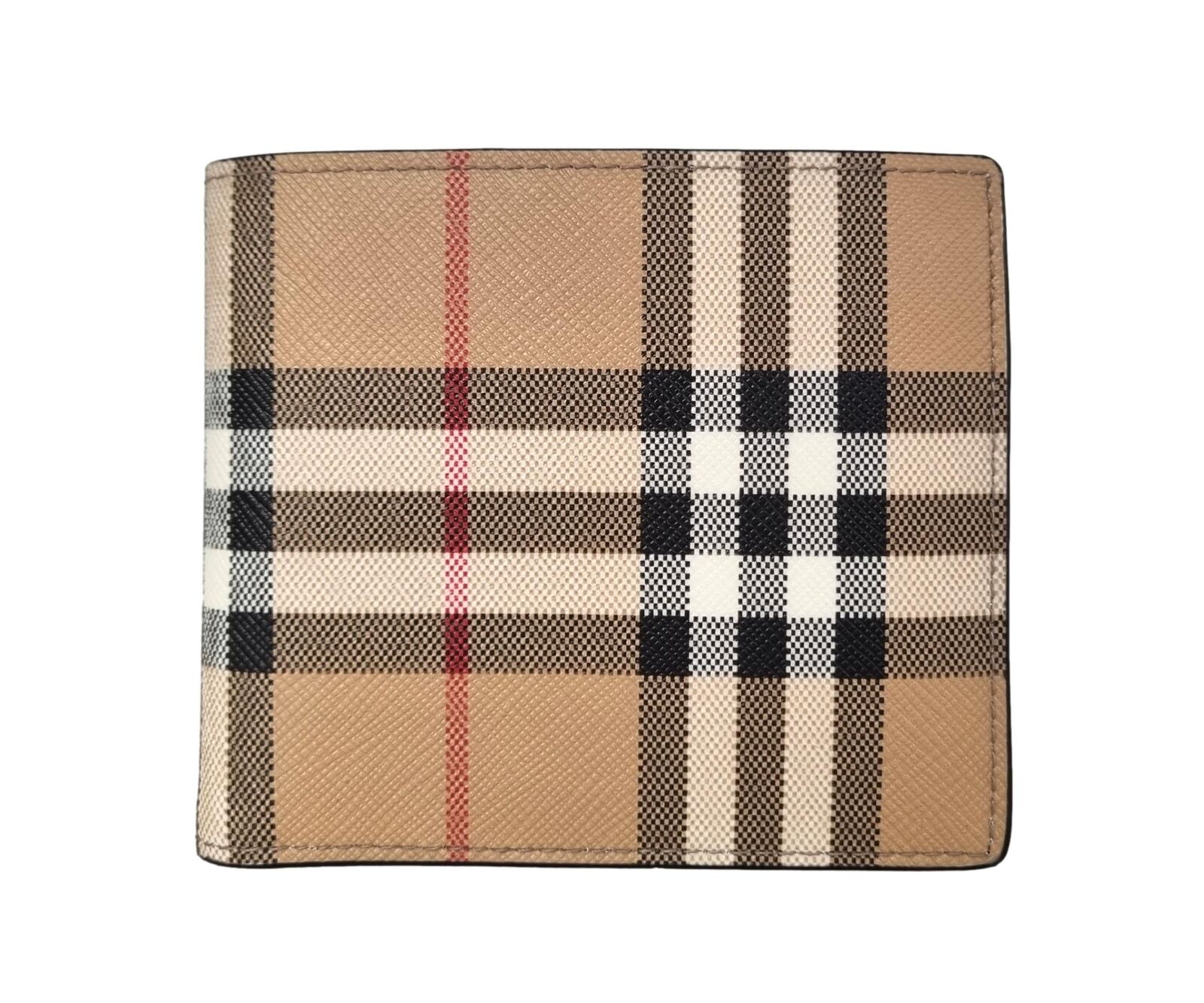 Burberry portafoglio uomo bi-fold in pelle senza portamonete 8057954 beige