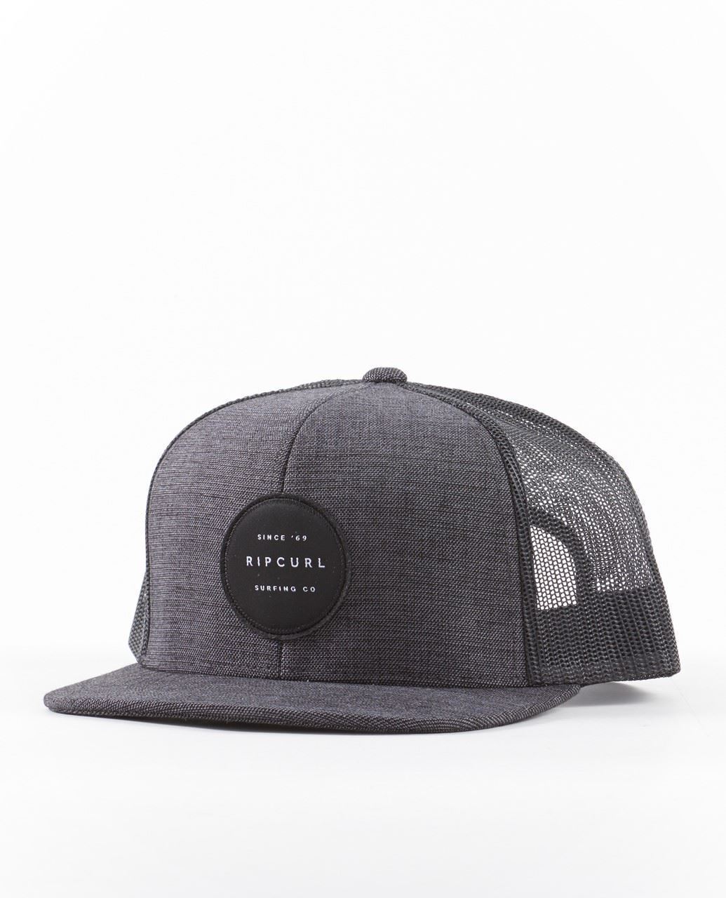 Berretto da camionista a visiera piatta da uomo Rip Curl ~ Routine Trucker nero