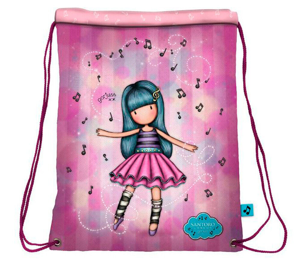 Santoro Gorjuss Music Sacca Sport Zaino Piatto con Lacci 44x33cm Ragazza