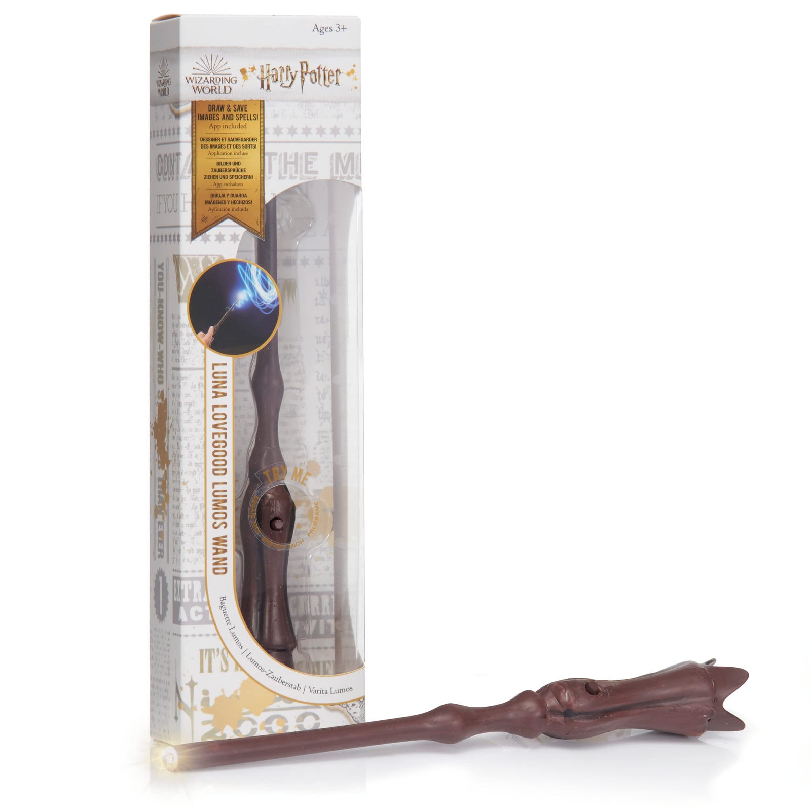WOW! STUFF Luna Lovegood Lumos Wand 7" Light-Up, Official Wizarding World Harry