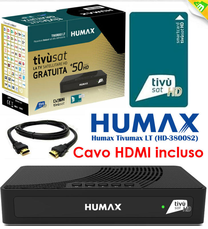 Decoder Satellitare Tivusat HUMAX 3801S2 HD con scheda tessera tv sat ricevitore