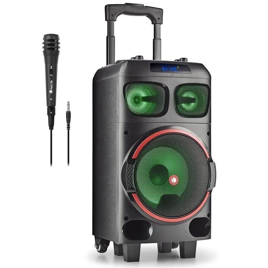 NGS CASSA AMPLIFICATA TROLLEY SPEAKER BLUETOOTH MICROFONO KARAOKE WILD DUB ZERO