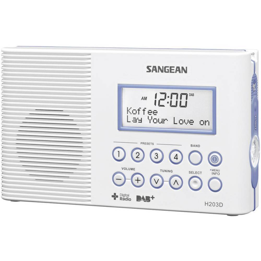 Sangean H203 Radio da bagno DAB+, FM torcia elettrica , impermeabile Bianco
