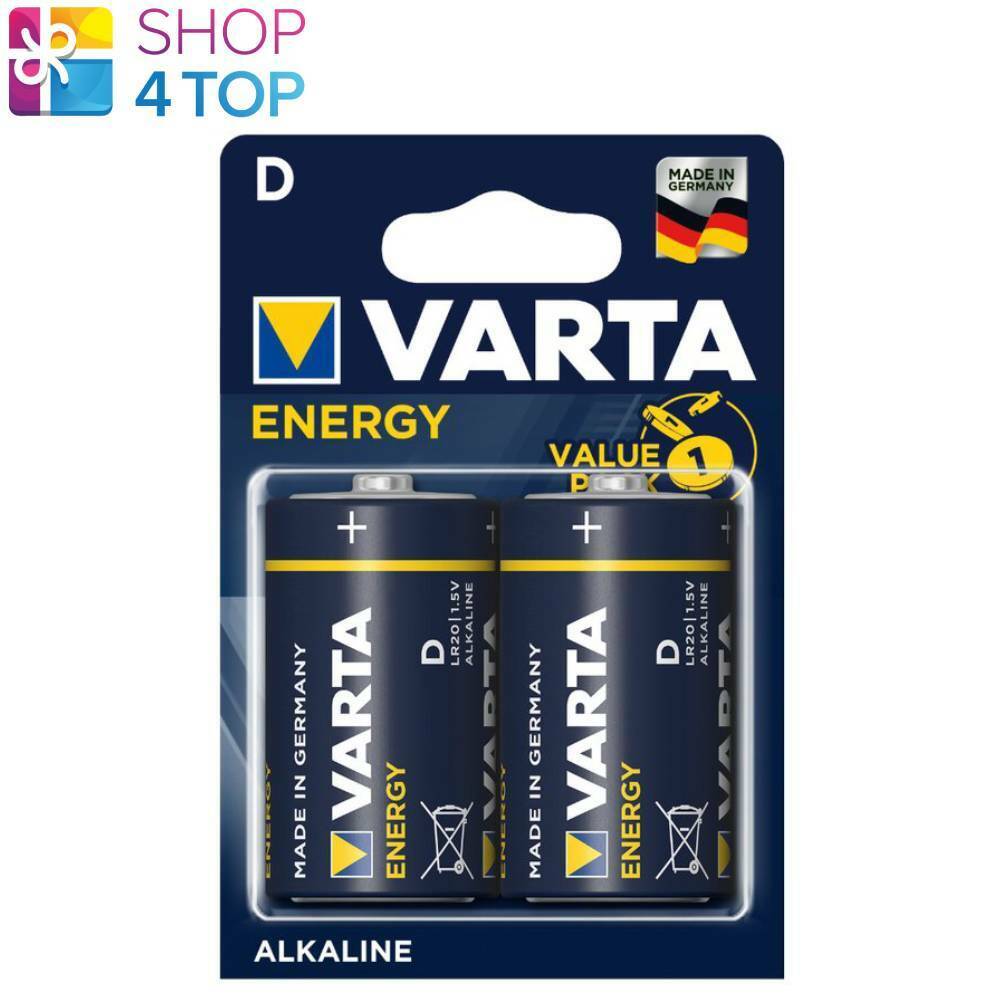 2 VARTA Energy D LR20 Alcalino batteries 1.5V Mono 4120 Torcia MN1300 Exp 2025