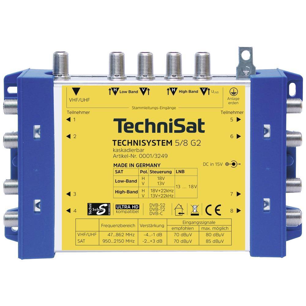 TechniSat Technisystem 5/8 G2, DC-NT SAT multiswitch Ingressi (Multiswitch): 5