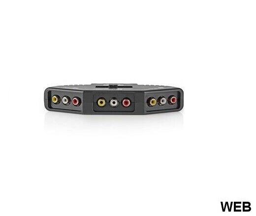 Switch AV a 3 Porte 3x Ingresso RCA (RWY) - 1x Uscita RCA (RWY) Nero