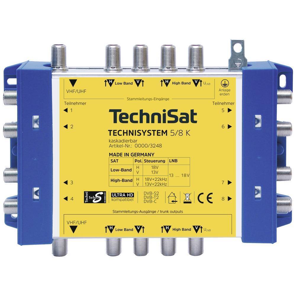 TechniSat Technisystem 5/8 K, Kaskade SAT multiswitch a cascata Ingressi
