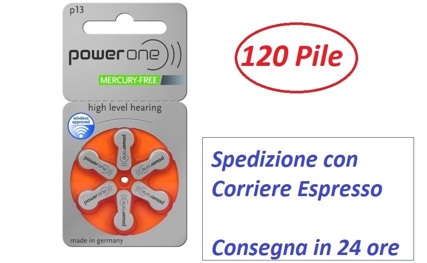 120 pile  batterie  POWERONE 13 per protesi acustiche apparecchi acustici