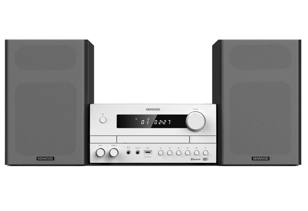 Kenwood Micro Hi-Fi Bluetooth Radio DAB+ RMS 50 W MP3 USB Nero e Bianco M-822DAB